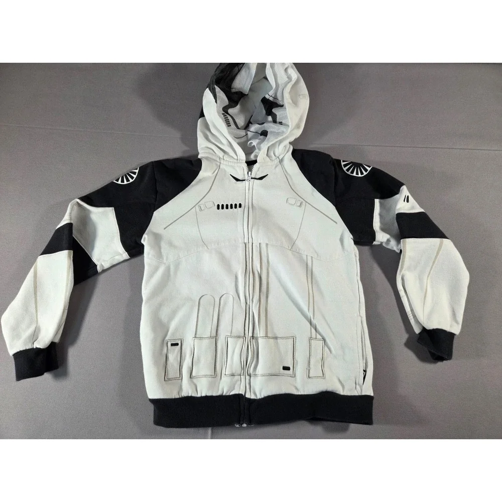 Disney Sweater Boys 13 White Black R2-D2 Star Wars Mask Hoodie Sweatshirt Zip